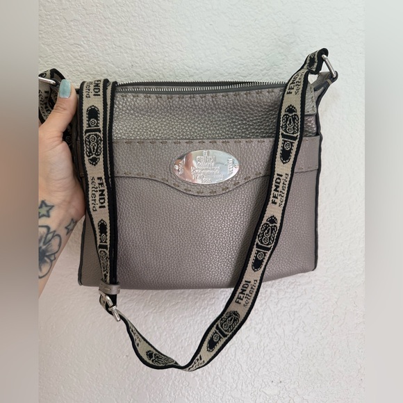 Fendi Gray Crossbody Bag with Black Strap - Picture 1 of 13